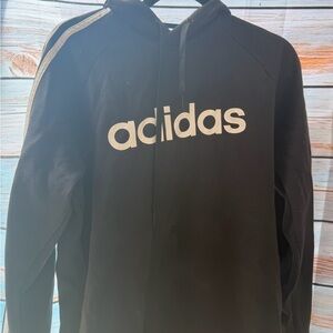 adidas Black Pullover Hoodie with White Trim